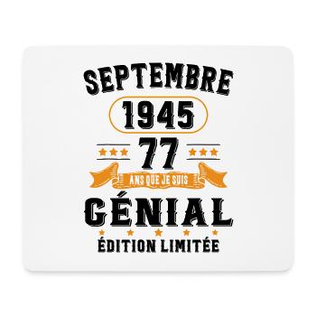 77 Ans Anniversaire Vintage Né(e) Septembre 1945 - Tapis de souris (format paysage) - blanc - Devant