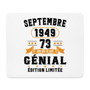 73 Ans Anniversaire Vintage Né(e) Septembre 1949 - Tapis de souris (format paysage) - blanc - Devant