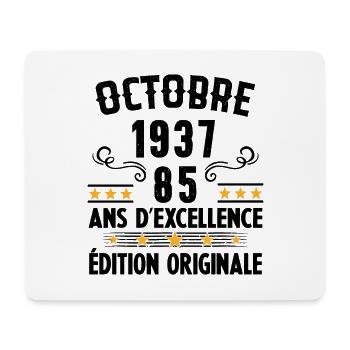 85 Ans Anniversaire Vintage Né(e) en Octobre 1937 - Tapis de souris (format paysage) - blanc - Devant