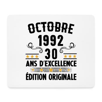 30 Ans Anniversaire Vintage Né(e) en Octobre 1992 - Tapis de souris (format paysage) - blanc - Devant