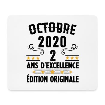 2 Ans Anniversaire Vintage En Octobre 2020 - Tapis de souris (format paysage) - blanc - Devant