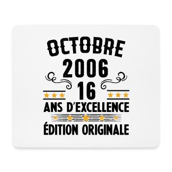 16 Ans Anniversaire Vintage Né(e) en Octobre 2006 - Tapis de souris (format paysage) - blanc - Devant