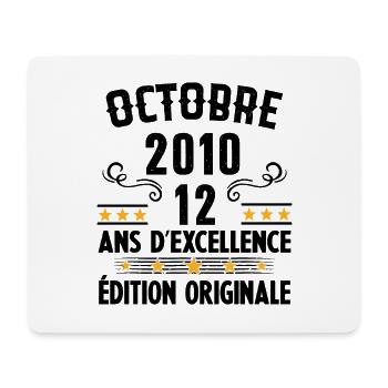 12 Ans Anniversaire Vintage Né(e) en Octobre 2010 - Tapis de souris (format paysage) - blanc - Devant