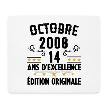 14 Ans Anniversaire Vintage Né(e) en Octobre 2008 - Tapis de souris (format paysage) - blanc - Devant