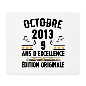 9 Ans Anniversaire Vintage Né(e) en Octobre 2013 - Tapis de souris (format paysage) - blanc - Devant