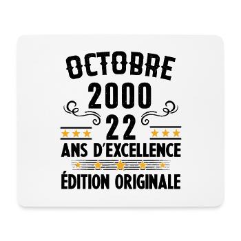22 Ans Anniversaire Vintage Né(e) en Octobre 2000 - Tapis de souris (format paysage) - blanc - Devant