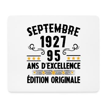 95 Ans Anniversaire Vintage En Septembre 1927 - Tapis de souris (format paysage) - blanc - Devant