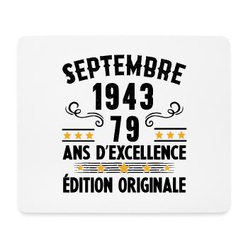 79 Ans Anniversaire Vintage Né(e) Septembre 1943 - Tapis de souris (format paysage) - blanc - Devant