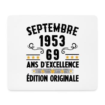 69 Ans Anniversaire Vintage Né(e) Septembre 1953 - Tapis de souris (format paysage) - blanc - Devant