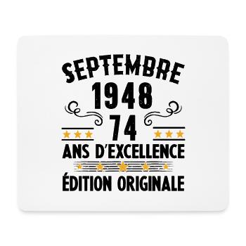 74 Ans Anniversaire Vintage Né(e) Septembre 1948 - Tapis de souris (format paysage) - blanc - Devant