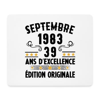 39 Ans Anniversaire Vintage Né(e) Septembre 1983 - Tapis de souris (format paysage) - blanc - Devant