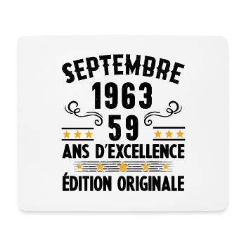 59 Ans Anniversaire Vintage Né(e) Septembre 1963 - Tapis de souris (format paysage) - blanc - Devant