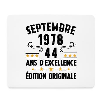 44 Ans Anniversaire Vintage Né(e) Septembre 1978 - Tapis de souris (format paysage) - blanc - Devant