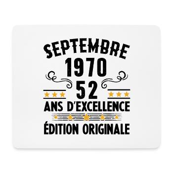 52 Ans Anniversaire Vintage Né(e) Septembre 1970 - Tapis de souris (format paysage) - blanc - Devant