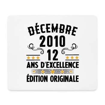 12 Ans Anniversaire Vintage Né(e) en Décembre 2010 - Tapis de souris (format paysage) - blanc - Devant