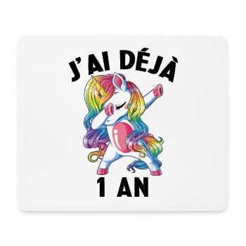 J'ai Déja 1 An Cadeau Anniversaire Fille Licorne - Tapis de souris (format paysage) - blanc - Devant
