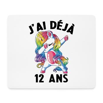 J'ai Déja 12 Ans Cadeau Anniversaire Fille Licorne - Tapis de souris (format paysage) - blanc - Devant