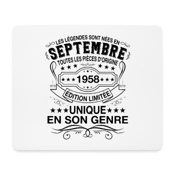 Les légendes sont nées en Septembre 1958 - Tapis de souris (format paysage) - blanc - Devant