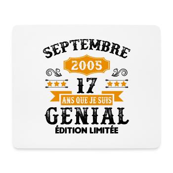 17 Ans Anniversaire Vintage Né(e) Septembre 2005 - Tapis de souris (format paysage) - blanc - Devant