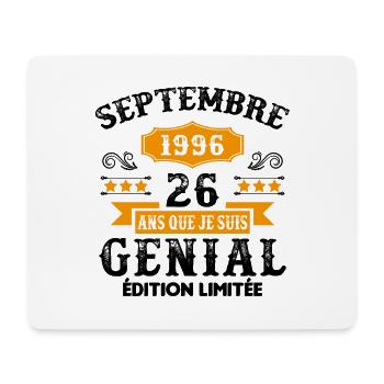 26 Ans Anniversaire Vintage Né(e) Septembre 1996 - Tapis de souris (format paysage) - blanc - Devant