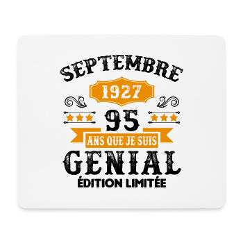95 Ans Anniversaire Vintage En Septembre 1927 - Tapis de souris (format paysage) - blanc - Devant