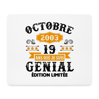 19 Ans Anniversaire Vintage Né(e) en Octobre 2003 - Tapis de souris (format paysage) - blanc - Devant