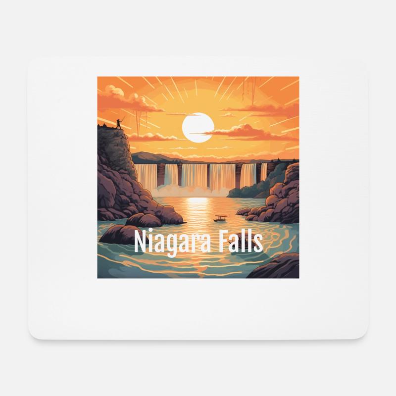 Coucher de soleil sur les chutes du Niagara - Tapis de souris (format paysage) - blanc