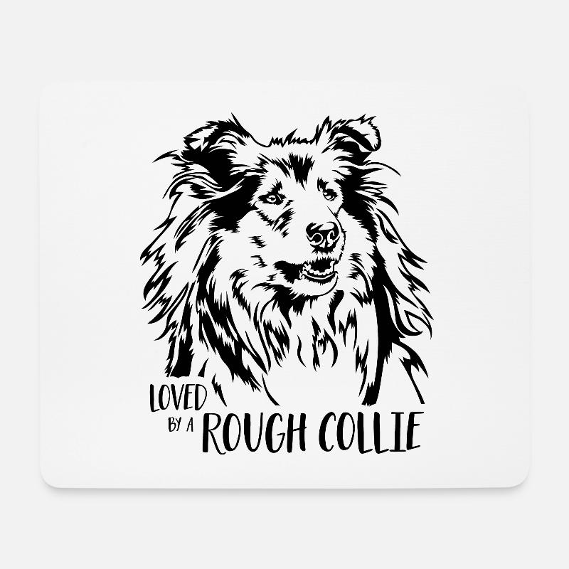 Loved by a Rough Collie Hunde Hund Wilsigns - Mousepad (Querformat) - Weiß