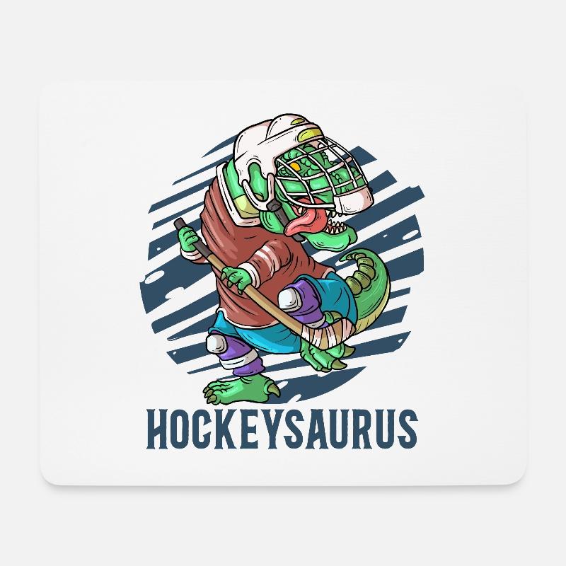 Hockeysaurus Dinosaurier T-Rex Hockeyspieler - Mousepad (Querformat) - Weiß