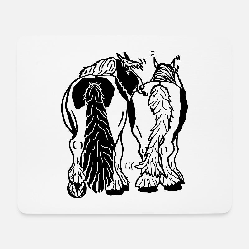 Lustige Tinker von hinten, Reiten Pferde - Mousepad (Querformat) - Weiß