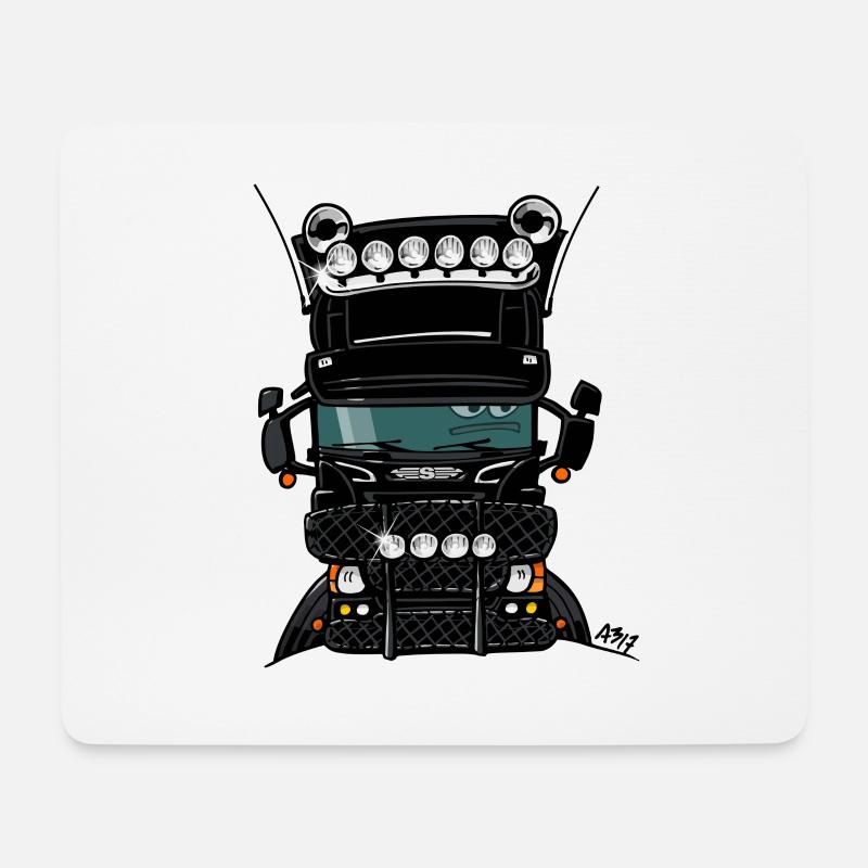0323 S LKW hoch schwarz - Mousepad (Querformat) - Weiß