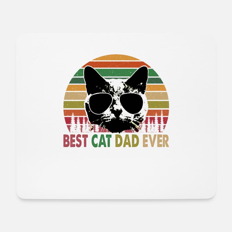 Beste Katze Papa Ever Vintage Retro Katze Vatertag - Mousepad (Querformat) - Weiß