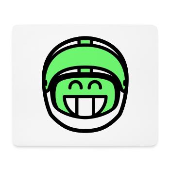Emoticon Grin with motorcycle helmet (colors can be changed) - Mouse Pad (horizontal) - white - Front