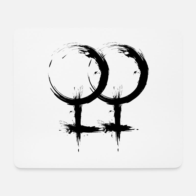 Doppeltes Venussymbol Lesbisch Homosexualität - Mousepad (Querformat) - Weiß