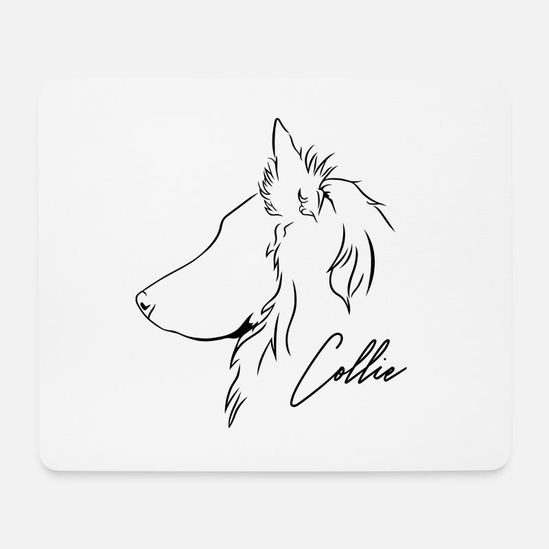 Langhaar Collie Profil Hunde Hund Wilsigns - Mousepad (Querformat) - Weiß