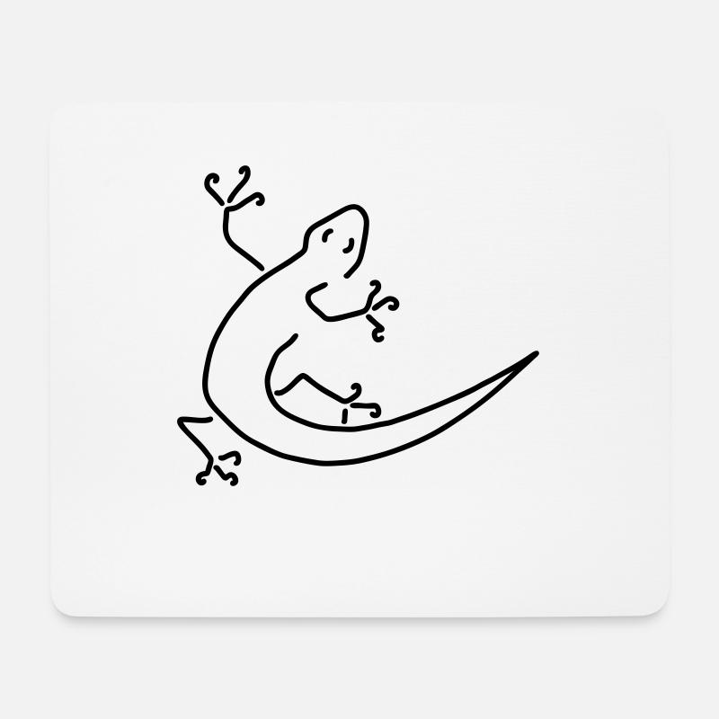 gecko an wand - Mousepad (Querformat) - Weiß