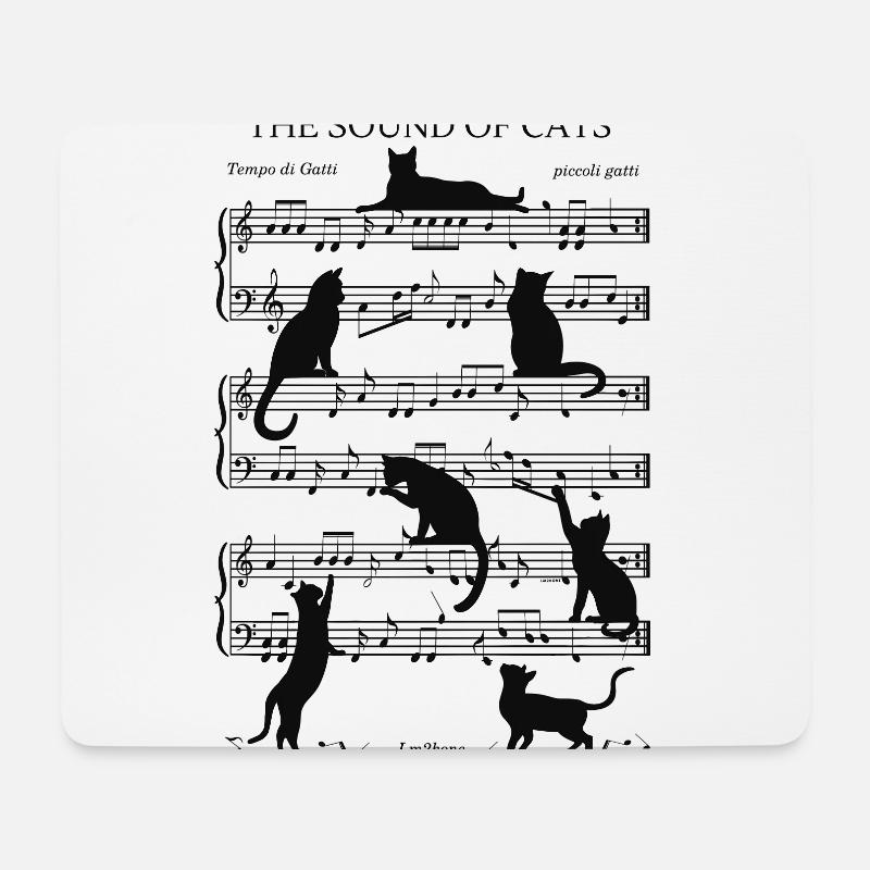 Musikalische Katzen Noten Schwarz - Mousepad (Querformat) - Weiß