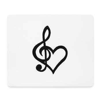 Notenschlüssel Herz Sänger Musik Tanzen Singen - Mousepad (Querformat) - Weiß - Vorne