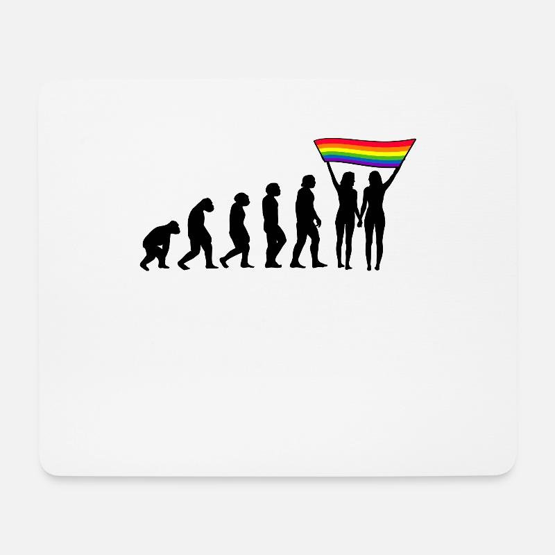 LGBTQ Evolution lesbienne pride lesbiennes drapeau - Tapis de souris (format paysage) - blanc