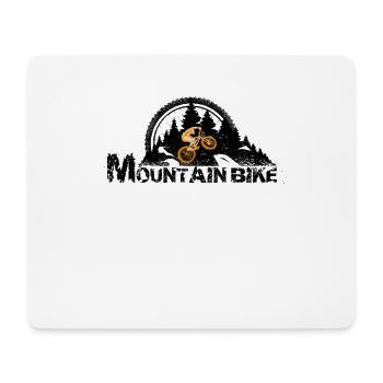 MTB Mountainbiker im Wald Fahrrad-Reifen MTB - Mousepad (Querformat) - Weiß - Vorne