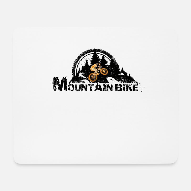 MTB Mountainbiker im Wald Fahrrad-Reifen MTB - Mousepad (Querformat) - Weiß