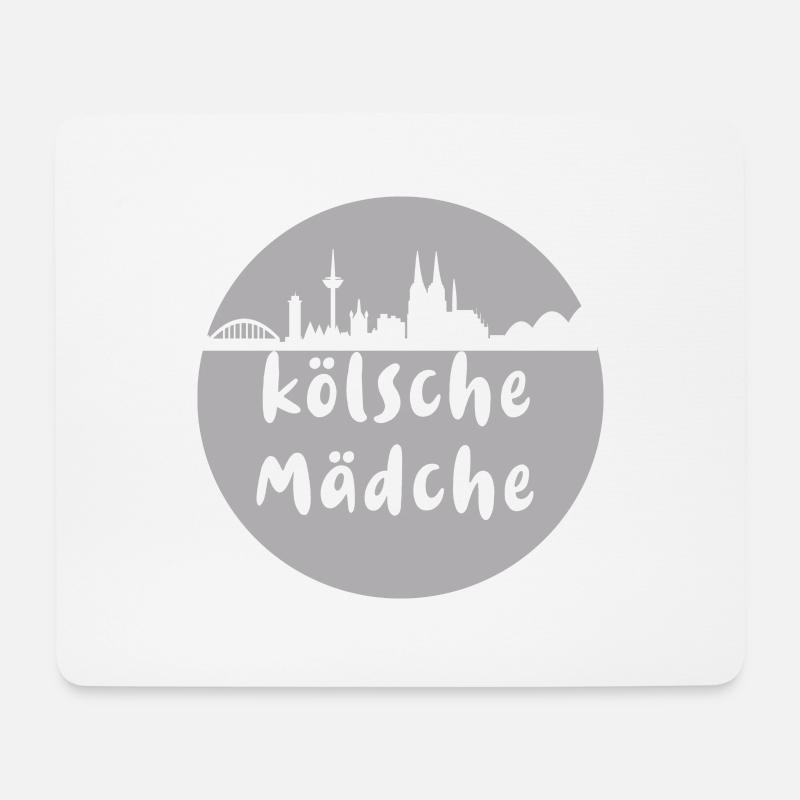 Köln, skyline,scherenschnitt,grau,kölsche mädche - Mousepad (Querformat) - Weiß