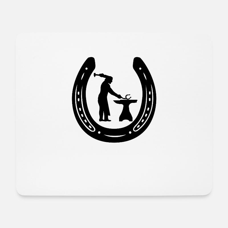 Pferde-Schmied Hufeisen Pferdeschmied Werkzeug - Mousepad (Querformat) - Weiß