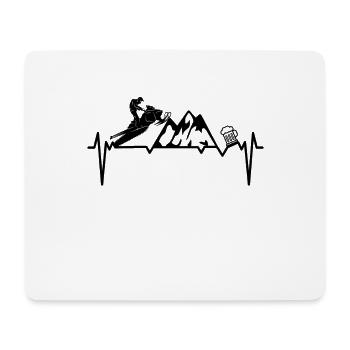 Snowmobiler Snowmobile Beer Heartbeat - Mouse Pad (horizontal) - white - Front