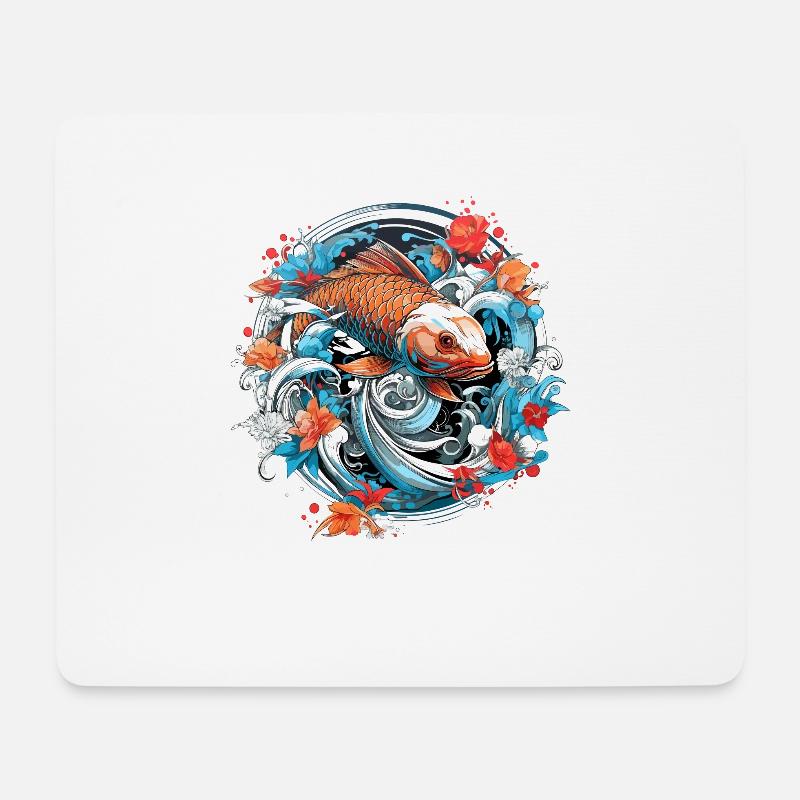 Koi Fische Kois-Karpfen Koi Garten-Teich Koi - Mousepad (Querformat) - Weiß