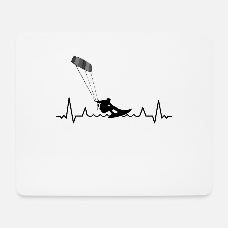 Kitesurf Kiteboard Kitesurfen Kitesurf Herzschlag - Mousepad (Querformat) - Weiß