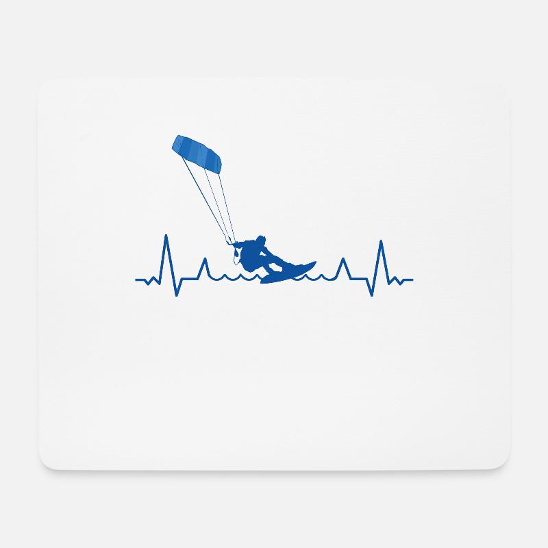 Kitesurf Kiteboard Kitesurfen Kitesurf Herzschlag - Mousepad (Querformat) - Weiß