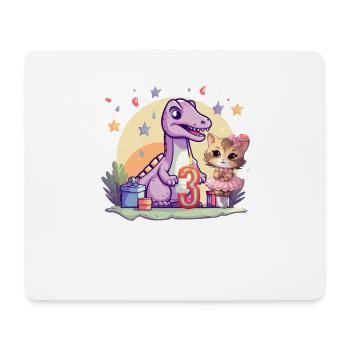 Girl Ballet Dinosaur Cat 3 Years Old 3 - Mouse Pad (horizontal) - white - Front
