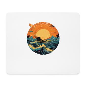 Kitesurf Kiteboard Kitesurfing Kite-Surf Vintage - Tapis de souris (format paysage) - blanc - Devant