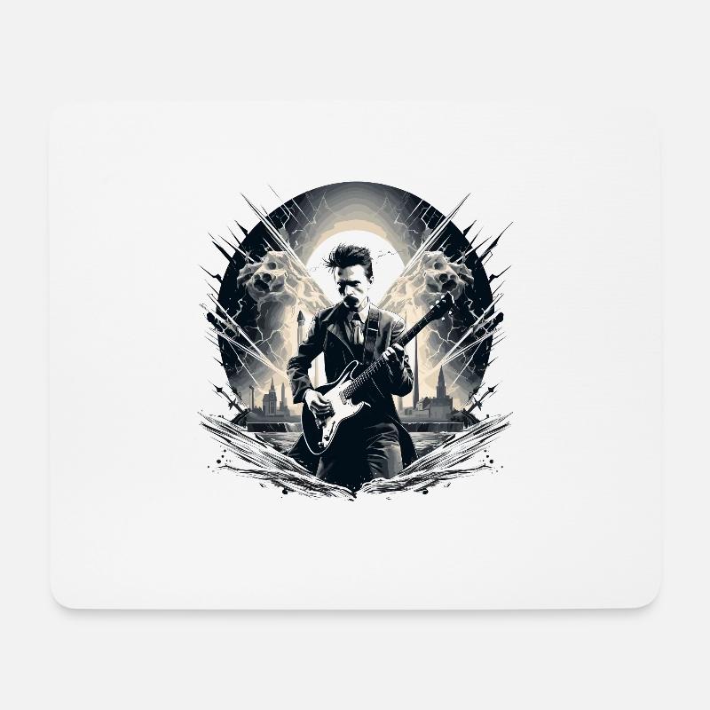 Gitarren E-Gitarren-Saiten E-Gitarre Musiker - Mousepad (Querformat) - Weiß